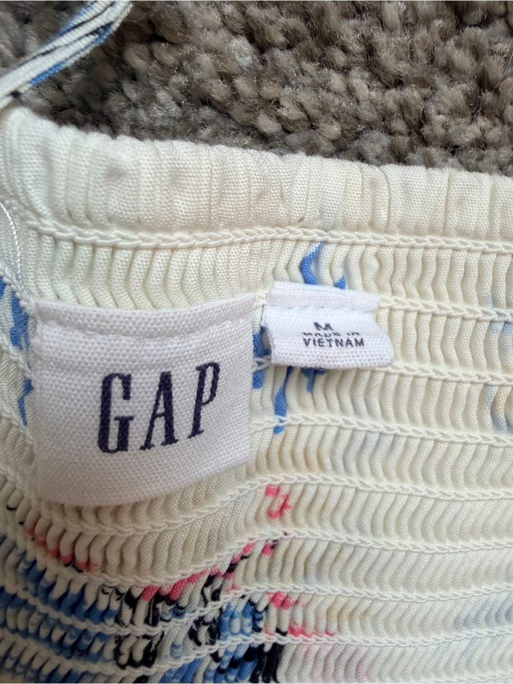 GAP Cream Midi Dress with Blue, Pink and Green Print - Picture 5 of 5